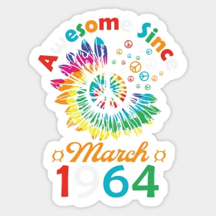 Funny Birthday Quote, Awesome Since March 1964, Retro Birthday Sticker